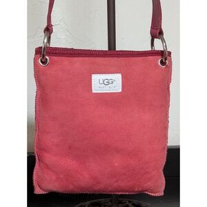 Ugg Pocket Messenger Crossbody Purse Dusty Rose Sherpa Lining 9 X 8‎ 22" Drop